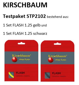KIRSCHBAUM Saiten Testpaket STP2102: 1 Set Flash 1.25 gelb + 1 Set Flash 1.25 schwarz